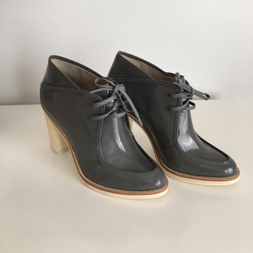 10 Crosby Derek Lam Patent Leather Grey Booties